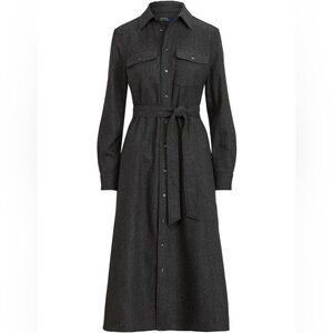 Polo Ralph Lauren Utility Wool Belted Midi Shirtdress (NWT)